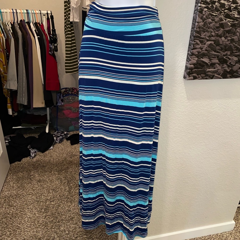 Blue striped maxi skirt